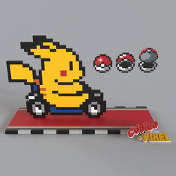 SMK076 - Super Pixel Kart Pikachu Voxel Art