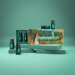 Gifting box on podium Green theme