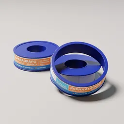 Detailed 3D model of two medical adhesive tape rolls with customizable labels, rendered in Blender.