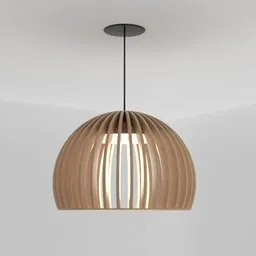 3D-rendered wooden pendant lamp model for Blender, with a sleek design suitable for modern interiors.