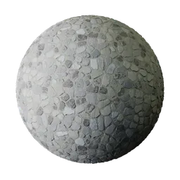 High-resolution irregular light cobblestone PBR texture for Blender 3D ground surfaces.
