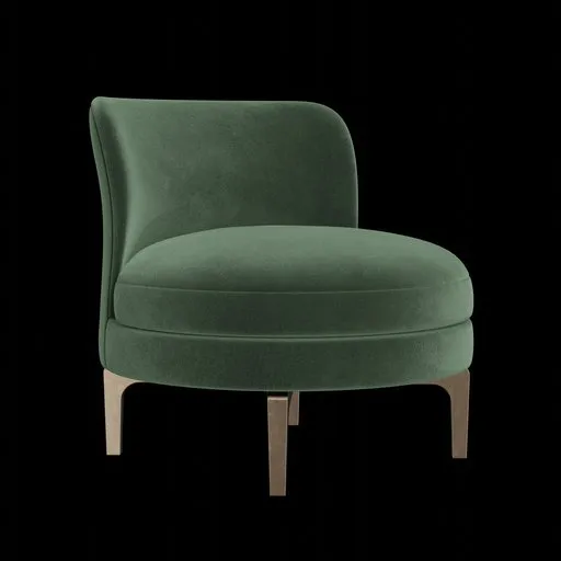Detailed, photorealistic 3D model of an elegant, plush armchair with metallic accents, ideal for Blender rendering.