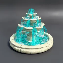 Stylized Tiered Fountain (Animated)