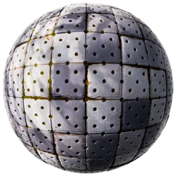 High-resolution PBR texture of moss-filled cement square tiles for Blender 3D paving material, by SubdiVisors Studio.