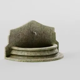 Low-poly 3D stone fountain model with realistic PBR textures, suitable for Blender rendering.