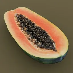 Giant Papaya Organic Half Cut Fruit Scan