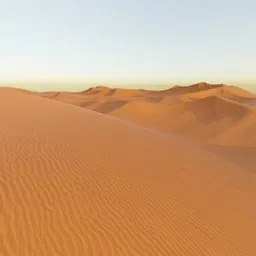Realistic sand dunes 3D model for Blender, seamless desert terrain for rendering and game development.