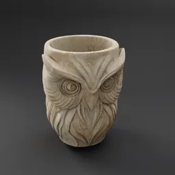 Owl Carved Marble Vessel