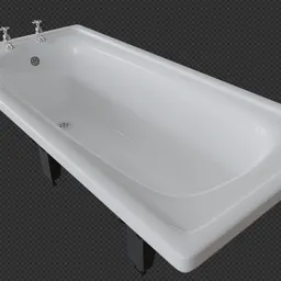 "Budget 3D model of a white standard bathtub with a retro vibe. Perfect for 70s era house projects in Blender 3D."