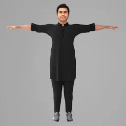 Indian Man Kurta Rigged