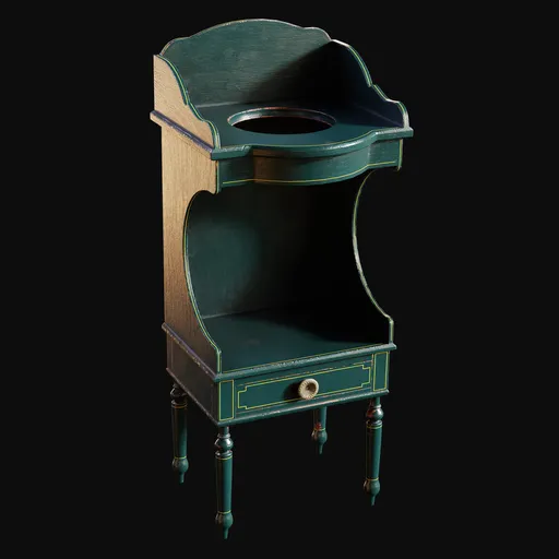 Late 1800s Wooden Washstand Painted
