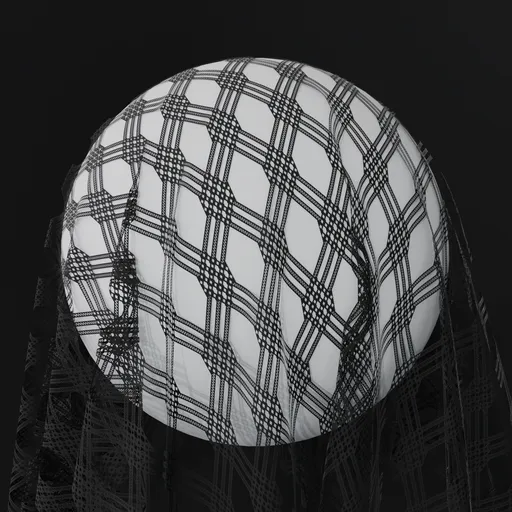 Seamless PBR lace fishnet material for Blender 3D artists, high definition, detailed fabric texture suitable for digital design.