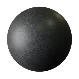 Black PBR leather texture designed for Blender 3D and compatible applications, showcasing fine grain surface detailing.