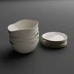 Stacked plates and bowls