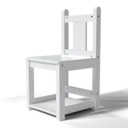 "Kids Chair - A white wooden chair for children with bolts and pegs, designed for Blender 3D. Ideal for rendering child-friendly scenes and adding a touch of realism to your 3D projects."