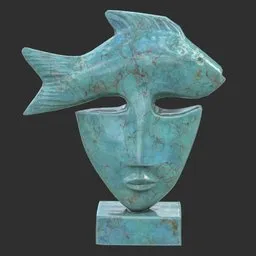 Fish face  Turquoise marble statue