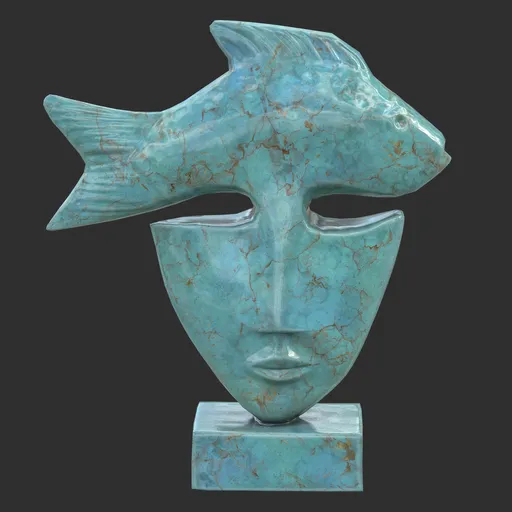 Fish face  Turquoise marble statue