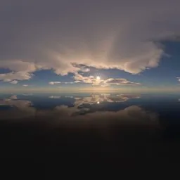 Blue sky, clouds, sun, sea, fog