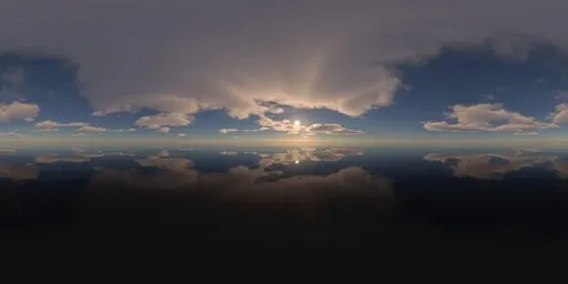 Blue sky, clouds, sun, sea, fog