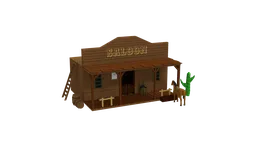 Detailed 3D saloon model for Blender, optimized for Western-style CG visuals in a low-poly design.