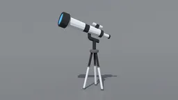 3D Blender model of a stylized low poly cartoon telescope, optimized for CG visualization and ready for rendering.