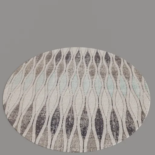 High-quality 3D model of a textured round carpet for Blender rendering, detailed normal and displacement maps included.
