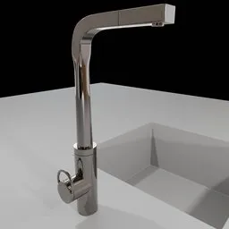 Realistic 3D kitchen faucet model, high detail, suitable for Blender rendering, perfect for interior design visualization.