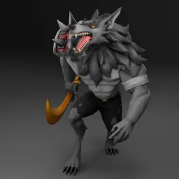 Stylized Wolf Warroir-Rigged-Animated