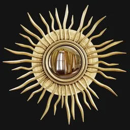 Stylish Gilt Sunburst Convex Mirror
