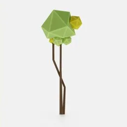 "Low Poly Kalamansi Tree 3D model for Blender 3D - Polygonal art with yellow leaves, inspired by Kris from DeltaRune. A unique and award-winning design by Erwin Bowien and James Gillick, perfect for outdoor and fantasy scenes."