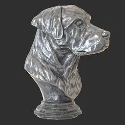 Dog bust steel statue
