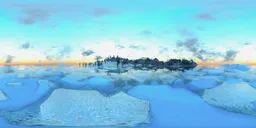 Frozen Lake with Icebergs