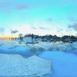 Frozen Lake with Icebergs