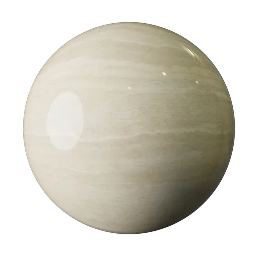 Photorealistic 4K PBR travertine marble material with polished finish for Blender architectural visualization.
