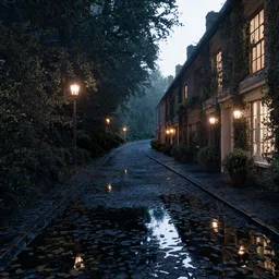 Rainy Apartment Street