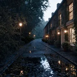 Rainy Apartment Street