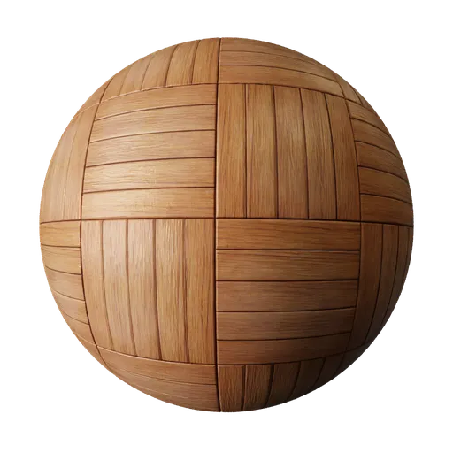 High-resolution dark wood parquet 3D material for realistic texture mapping in Blender and PBR applications.