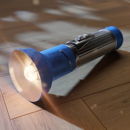 "Vintage Flashlight 3D model for Blender 3D - Industrial Exterior category. Detailed high-quality render with bright lighting and light displacement. Perfect for adding a touch of retro to your RPG scenes or industrial projects."