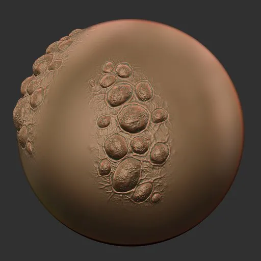 ER_Mutant Brush 10 thumbnail showing sculpted bumps and textures for creature modeling in Blender 3D.