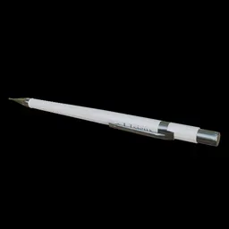 Realistic Blender 3D model render of a white mechanical pencil with metal accents.