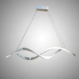 3D-rendered sleek wave-shaped LED pendant light for interior design in Blender 3D.