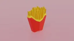 Low-poly 3D model of French fries suitable for Blender rendering, perfect for digital food design.