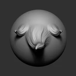 3D sculpting brush imprint for detailed fur textures in digital model creation, compatible with Blender.