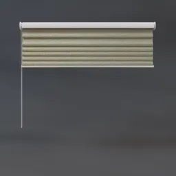 Beige quarter-raised Roman blinds 3D model, realistic fabric texture, optimized for Blender renderings.