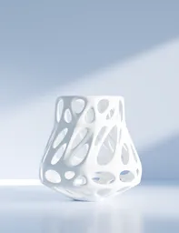 Sophisticated 3D printed white vase model with oval holes, ideal for modern decor, designed in Blender 3D.