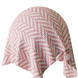 Pink and White Herringbone Weave Fabric