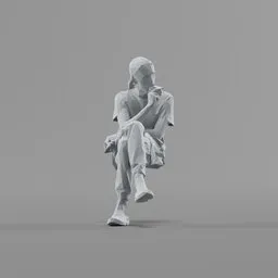 Lowpoly Construction Worker Sitting