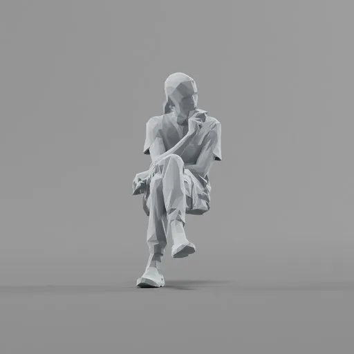 Lowpoly Construction Worker Sitting