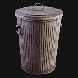 Midcentury Galvanized Trash Can