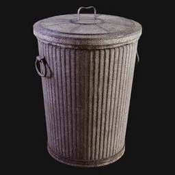 Midcentury Galvanized Trash Can